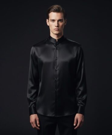 Satin Silk Chinese Collar Shirt