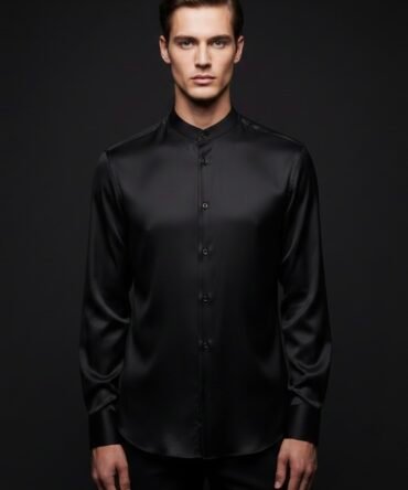 Vat Fabric Chinese Collar Shirt